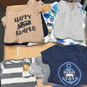 Carter's Gray and White Striped Onesie with Lion